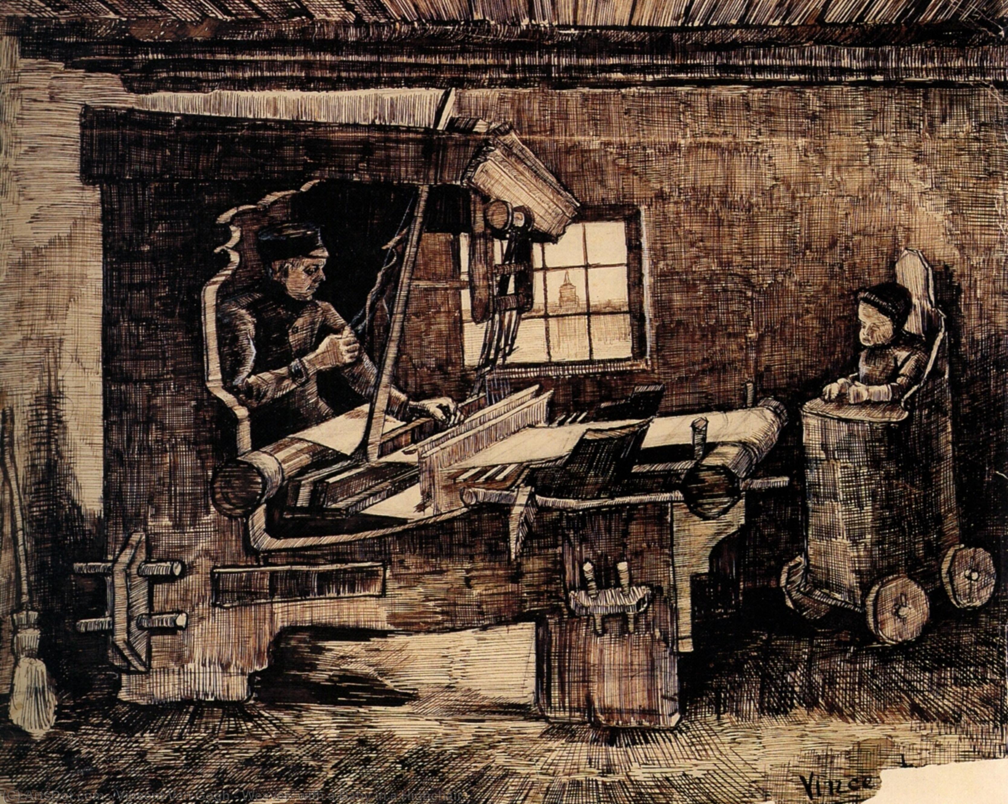 Tejedora Con Un Bebé En Silla Alta — Vincent Willem Van Gogh