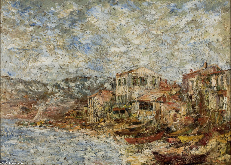 Seascape Near Marseille (fantastic Village) — Adolphe Joseph Thomas Monticelli
