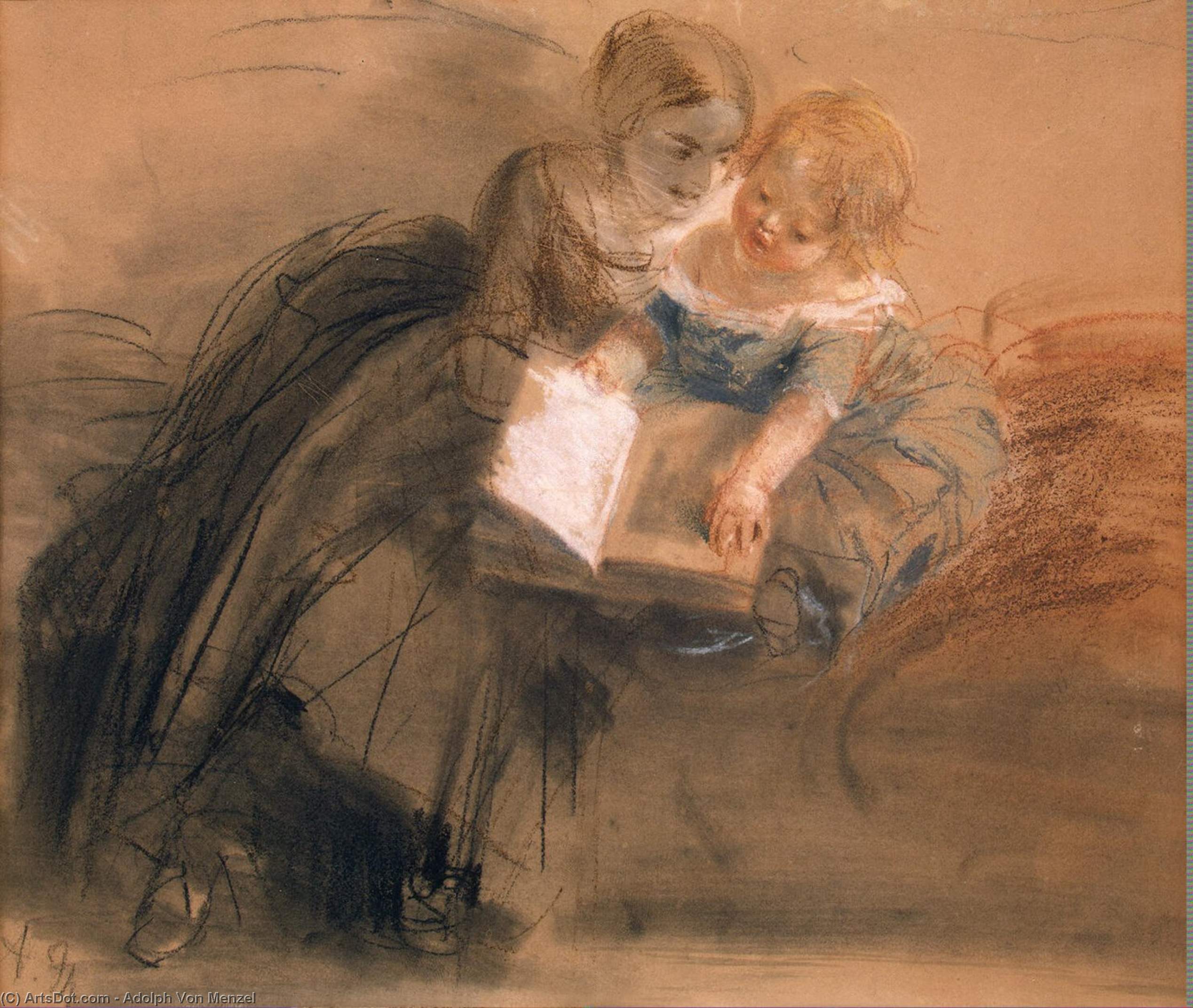Young Woman With A Child — Adolph Von Menzel