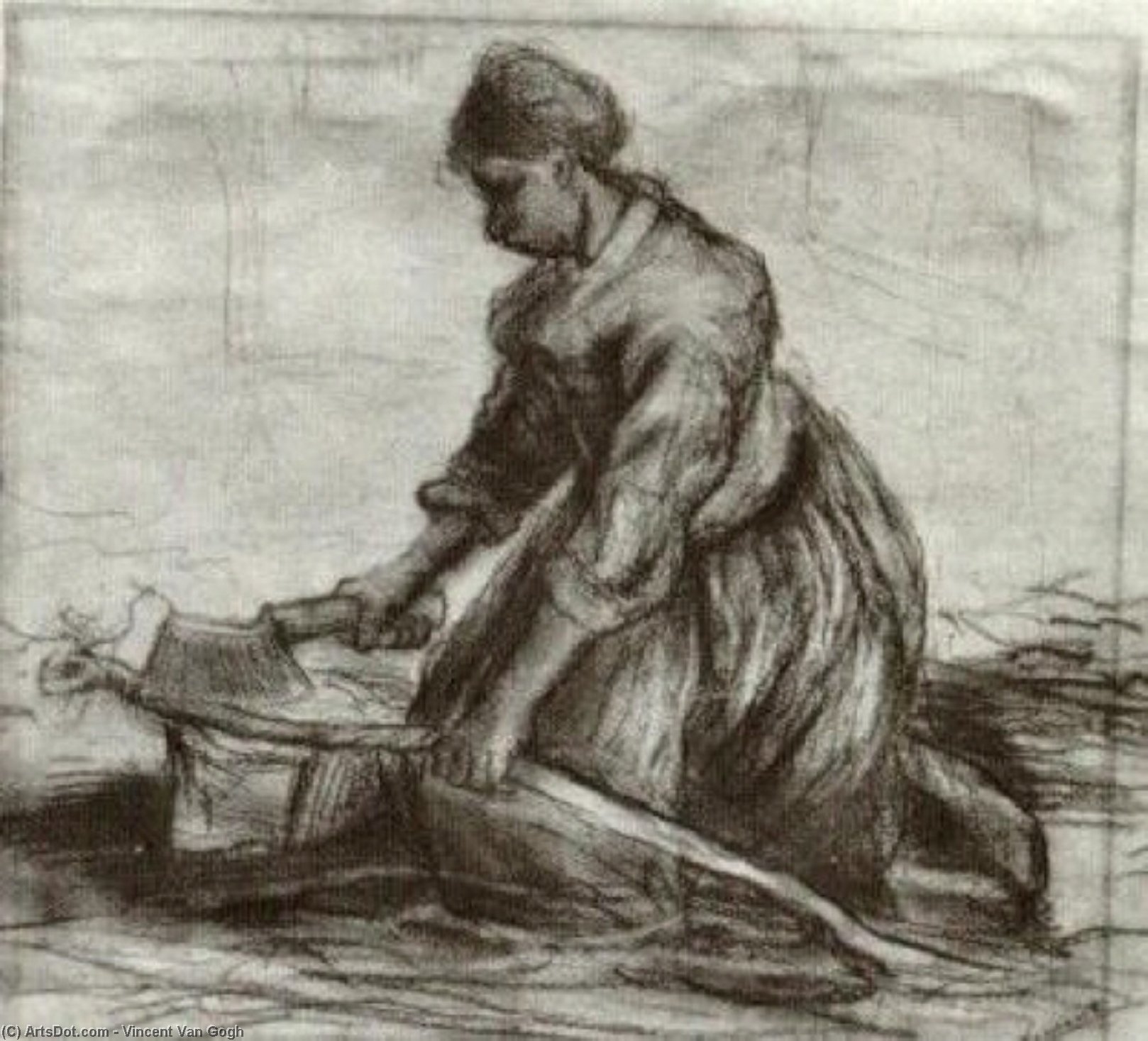 Mujer Campesina Apoyada Con Un Rastrillo — Vincent Willem Van Gogh