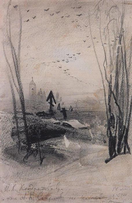 At The Cemetery — Aleksey Savrasov