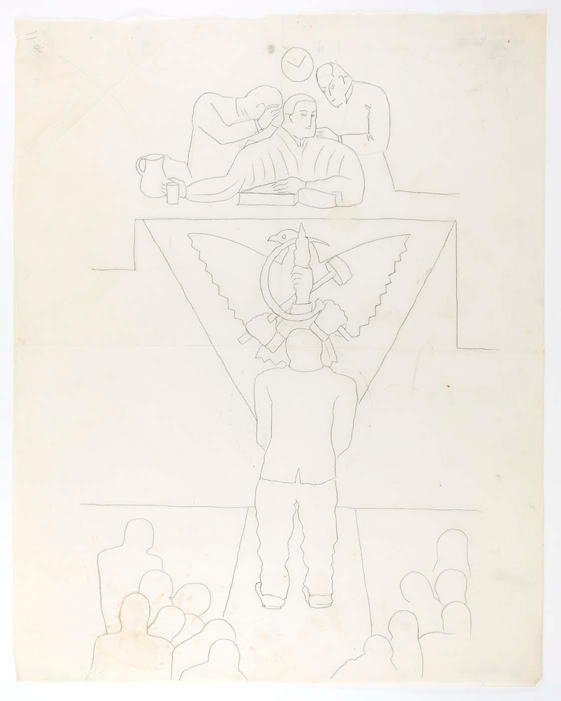 (untitled)(tracing Of Drawing For Mural Courtroom Scene) — Marguerite Zorach