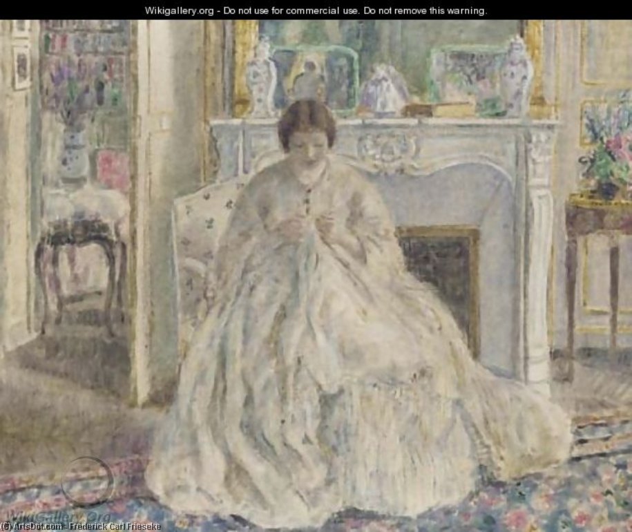Woman Seated By A Fireplace — Frederick Carl Frieseke