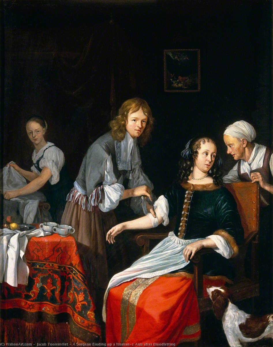 A Surgeon Binding Up A Woman's Arm After Bloodletting — Jacob Toorenvliet