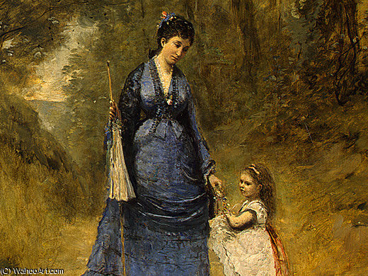 Madame Stumpf And Her Daughter (detail 1) - — Jean-baptiste-camille Corot