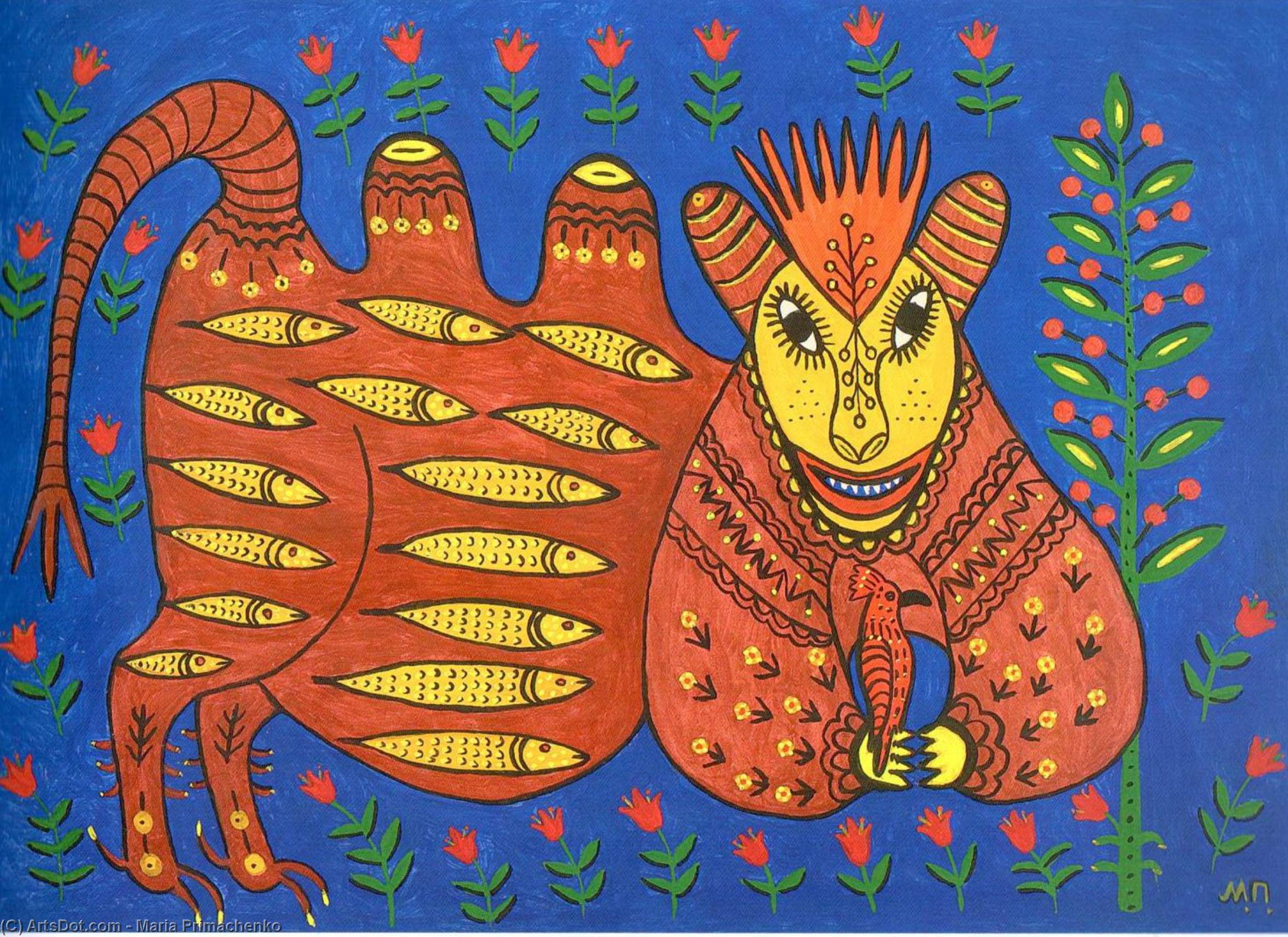 A Fish King Has Caught A Hoopoe And Is Full Of Joy — Maria Primachenko