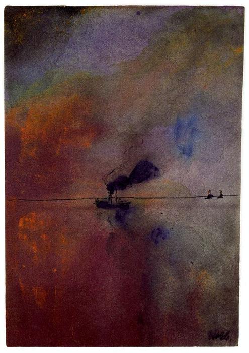 Quiet Sea With Steamer — Emil Nolde