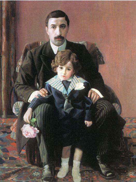 Portrait Of Arman Frantsevich Aziber And His Son — Pavel Filonov