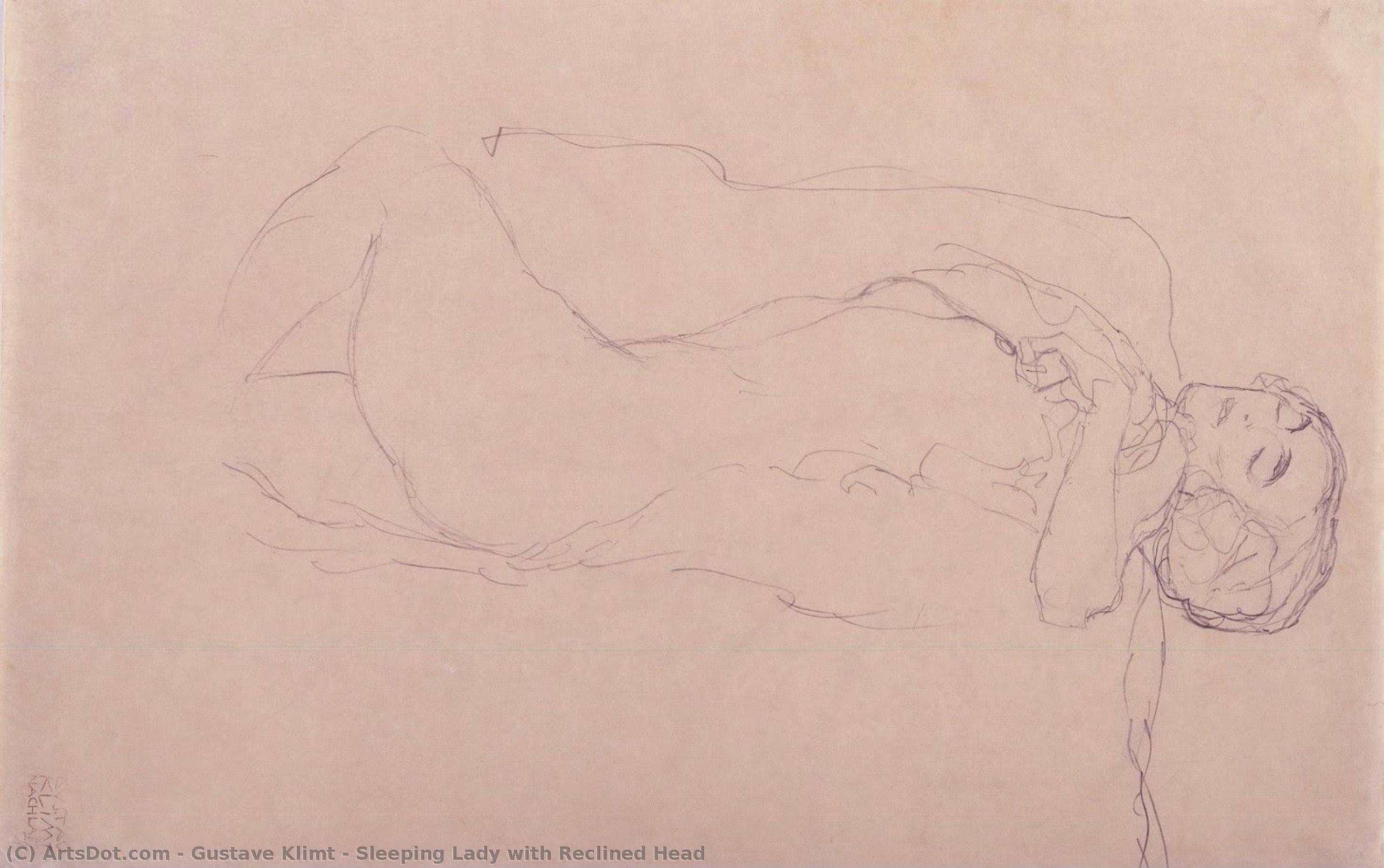 Sleeping Lady With Reclined Head — Gustav Klimt