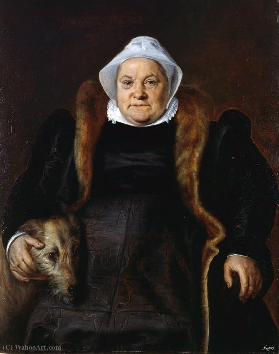 Portrait Old Lady (or Woman Falconer) — Frans Floris