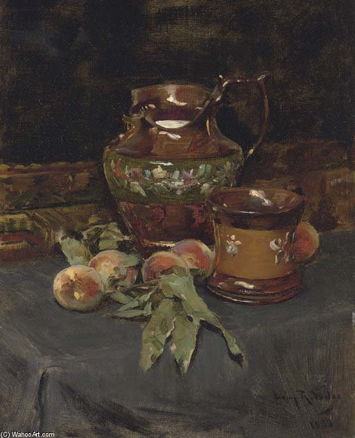 Still Life With Lusterware And Peaches — Irving Ramsey Wiles