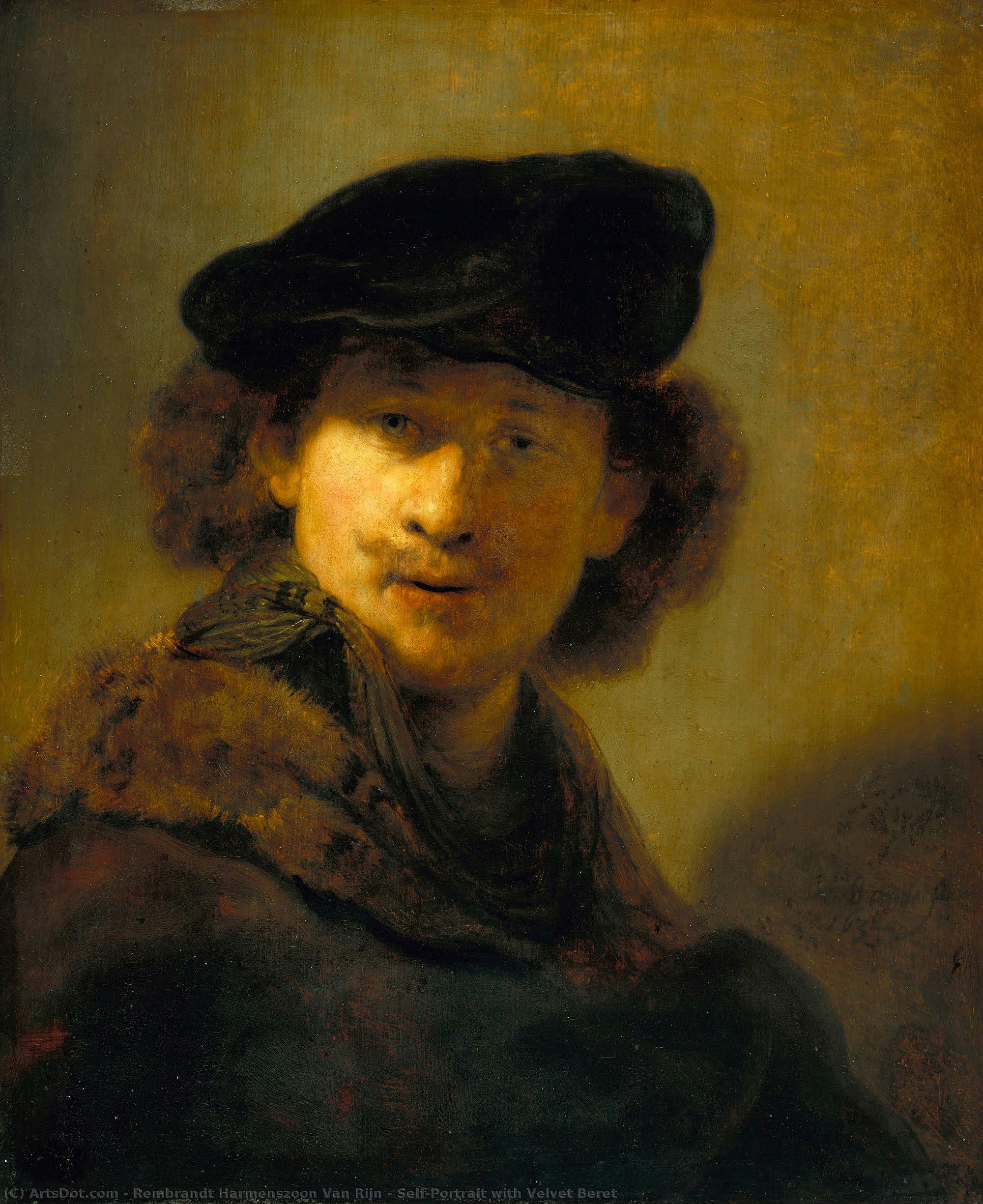Self-portrait With Velvet Beret — Rembrandt Van Rijn