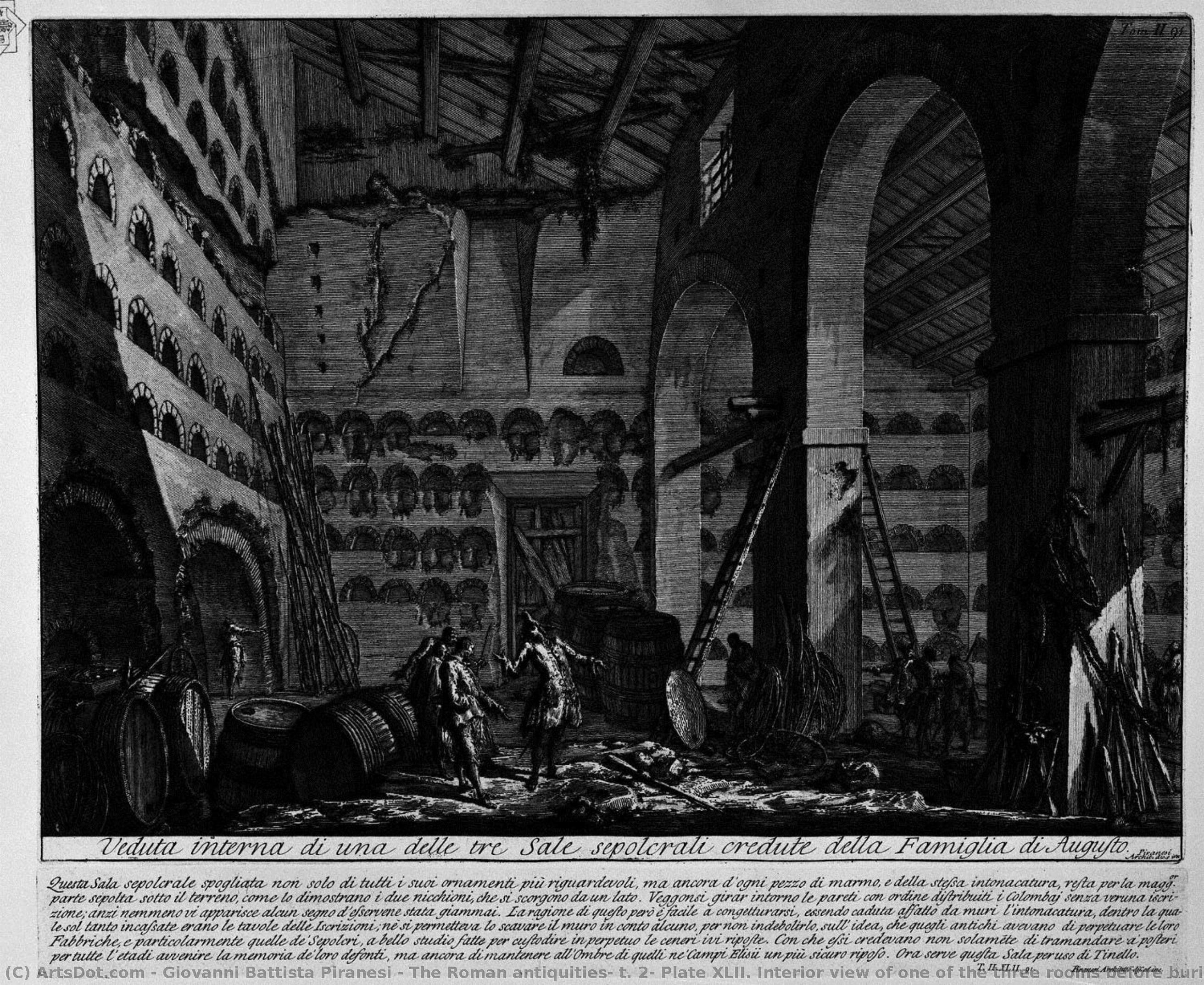The Roman Antiquities, T. 2, Plate Xlii. Interior View Of One Of The Three Rooms Before Burial. — Giovanni Battista Piranesi