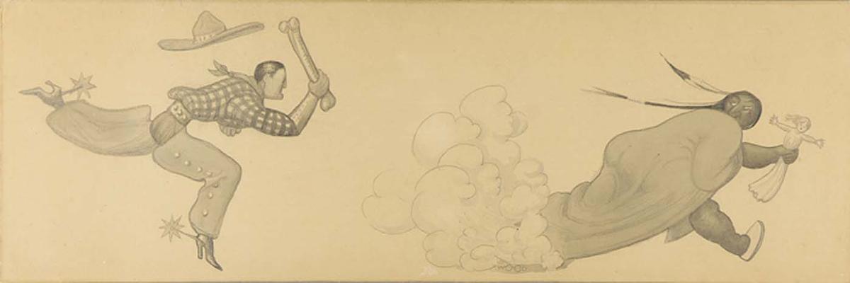 Untitled, From Suite Savage Iowa (indian And Cowboy) — Grant Wood