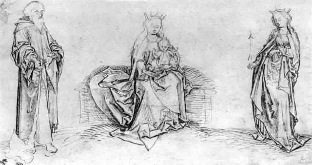 Sitting Mary With The St. Jude Thaddeus And St. Ursula — Martin Schongauer