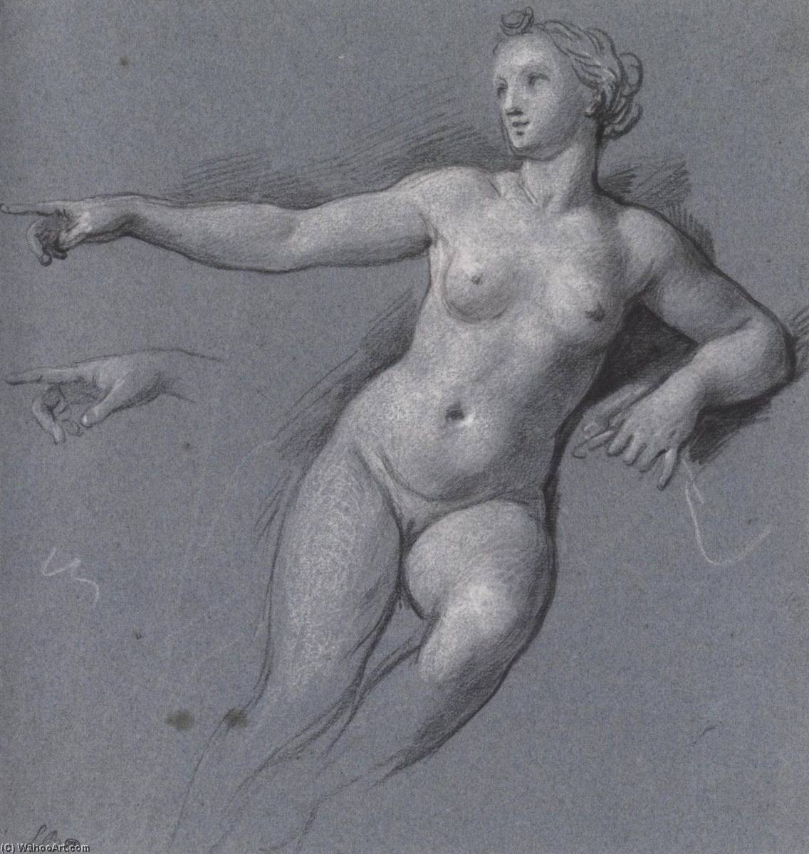 Naked Youman Pointing Her Finger — Louis De Boullogne The Younger
