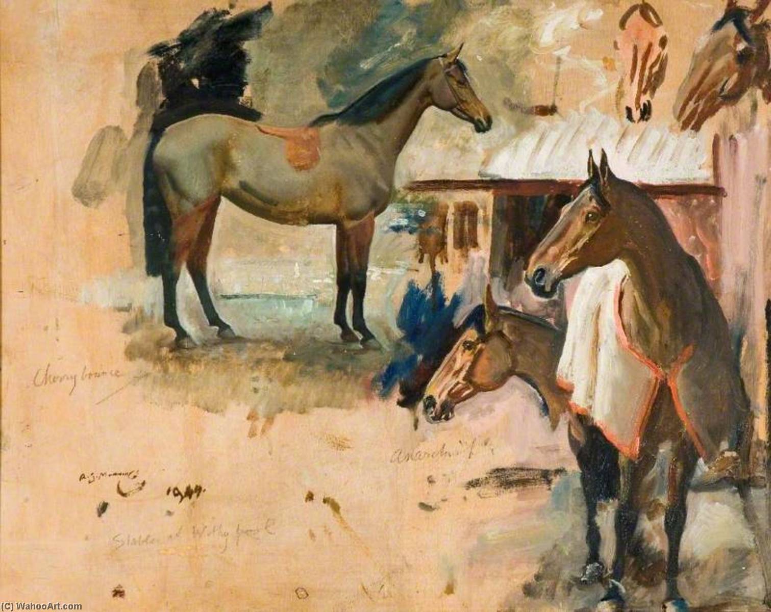 Ställe In Withypool, Exmoor, Studien Von ‚cherrybounce‘ Und ‚anarchist‘ — Sir Alfred James Munnings