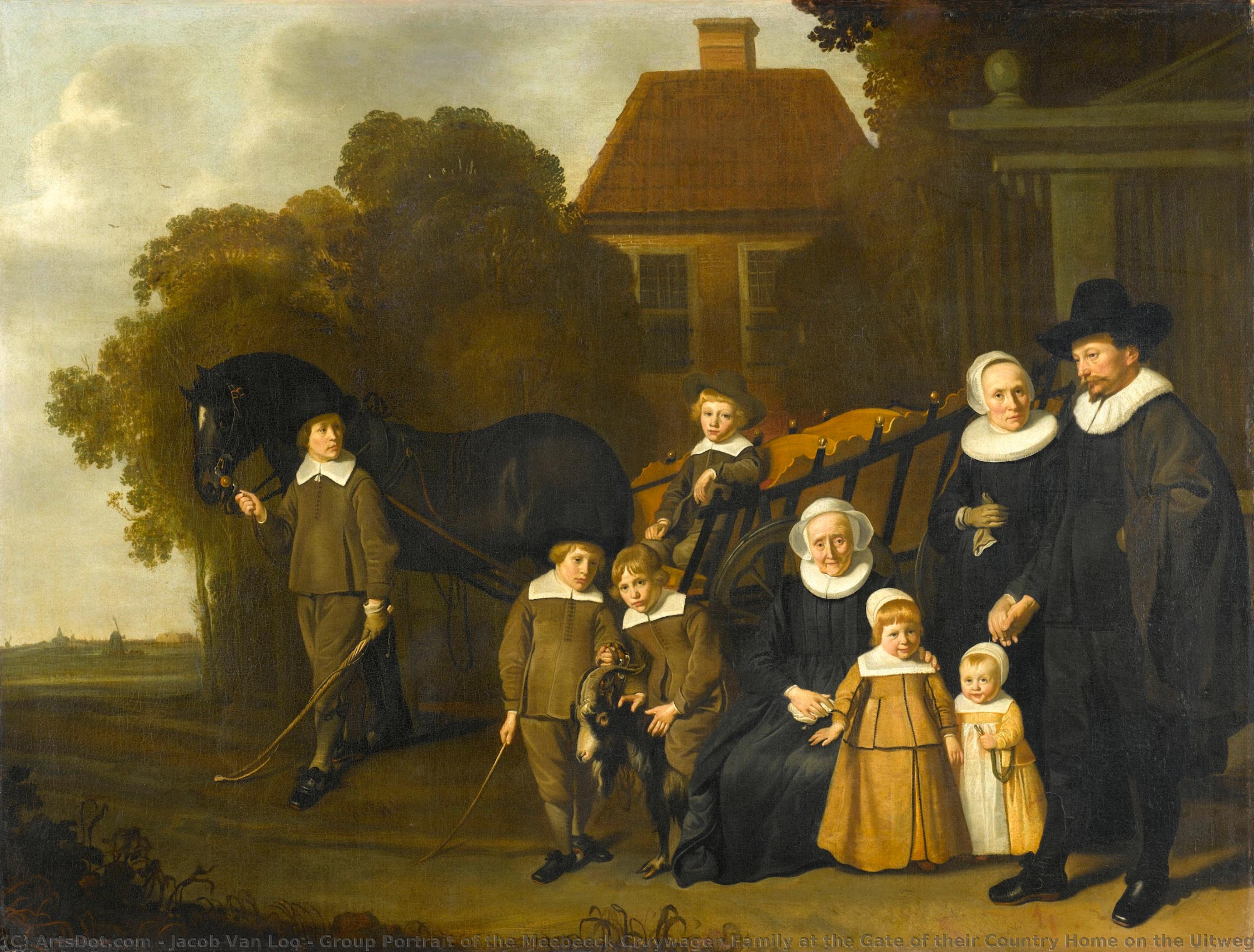Group Portrait Of The Meebeeck Cruywagen Family At The Gate Of Their Country Home On The Uitweg Near Amsterdam, Jacob Van Loo (attributed To), 1640 - 1645 — Jakob Van Loo