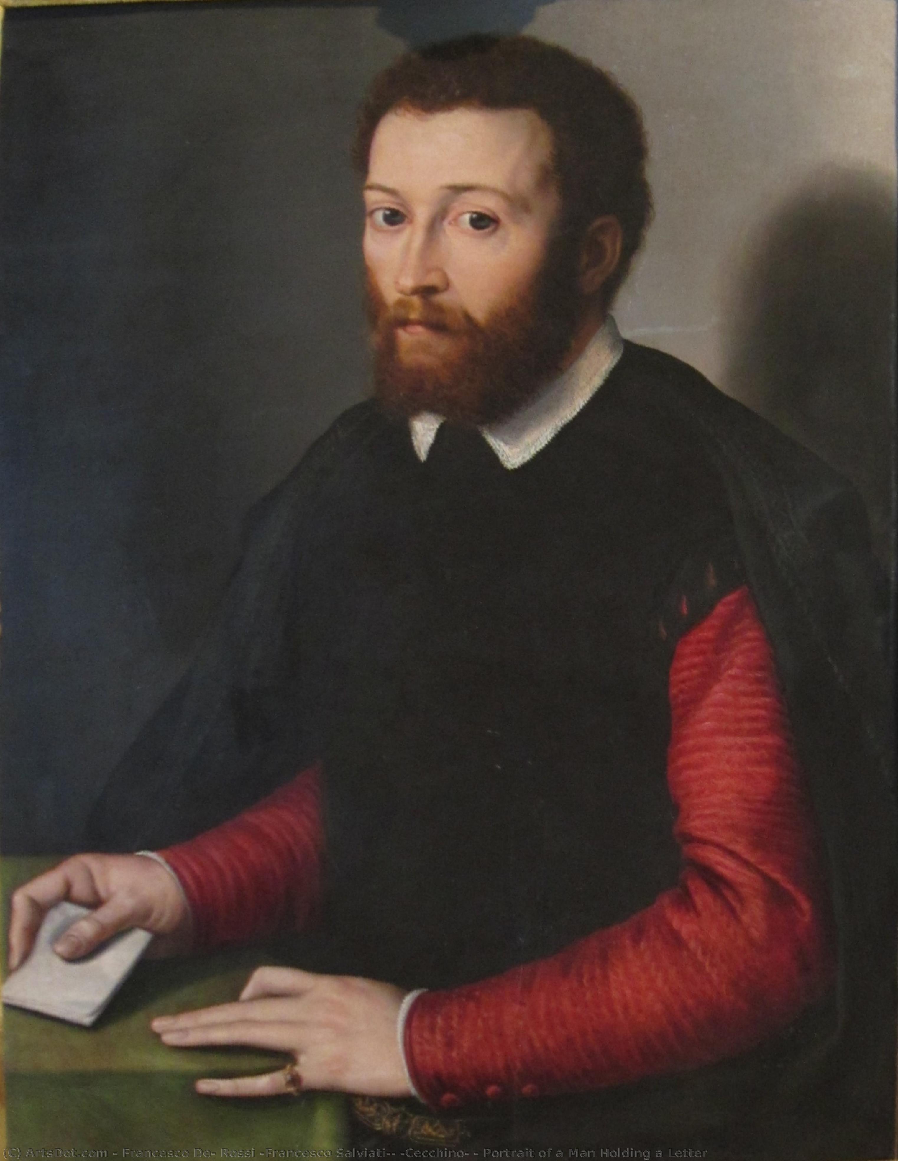 Portrait Of A Man Holding A Letter — Frančesko Salviati