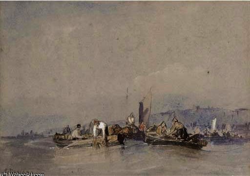 Fishermen Hauling In Their Nets Off Whitby — Edward Duncan