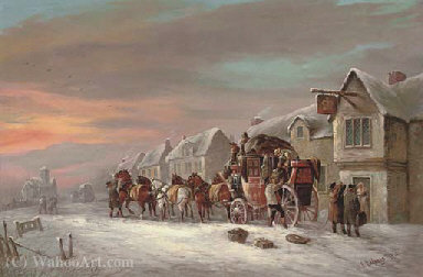 The Bristol To London Red Rover Outside The Crown Inn — John Charles Maggs