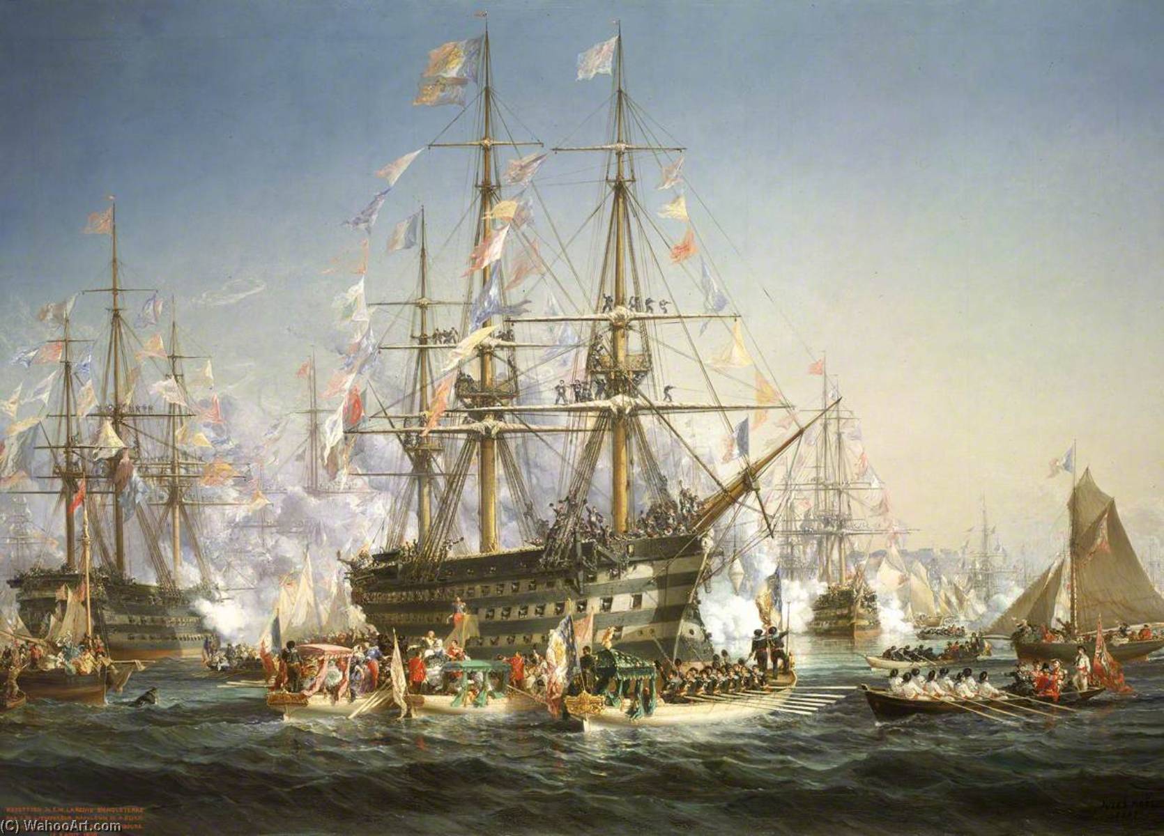 Napoleon Iii Receiving Queen Victoria At Cherbourg, 5 August 1858 — Jules Achille Noel