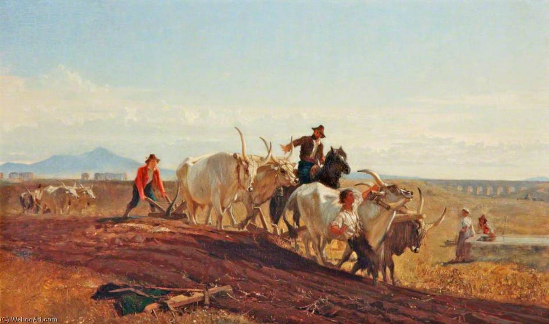 Ploughing In The Campagna — George Heming Mason