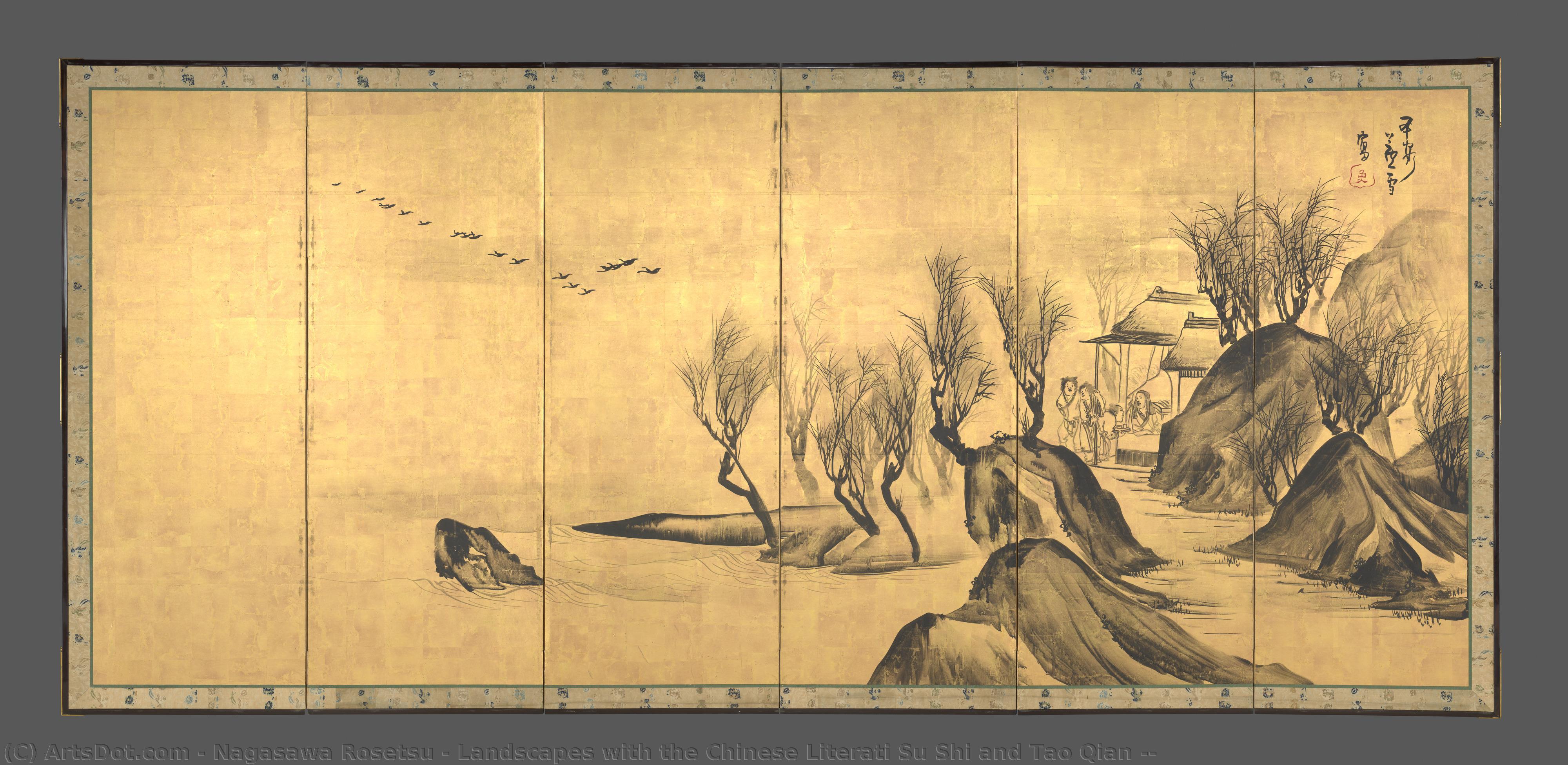 Landscapes With The Chinese Literati Su Shi And Tao Qian — Nagasawa Rosetsu