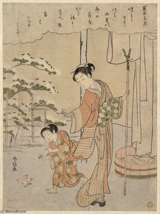 Poem By Fujiwara No Motozane — Suzuki Harunobu