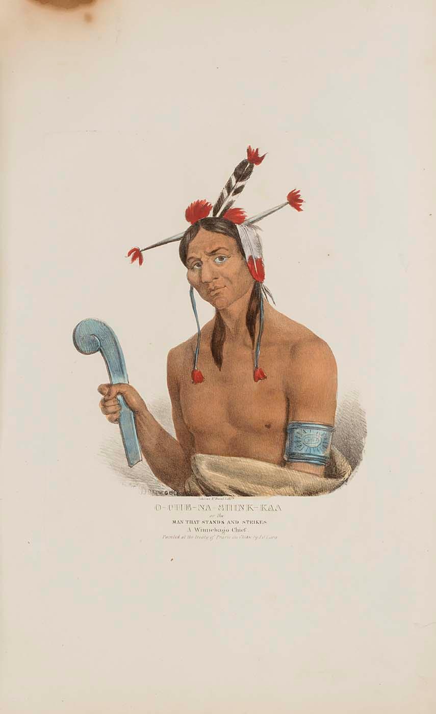 O Che Na Shink Kad Or The Man That Stands And Strikes A Winnebago Chief, From The Aboriginal Portfolio — James Otto Lewis