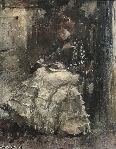 Mientje Reading In The Atelier — Otto Willem Albertus (albert) Roelofs