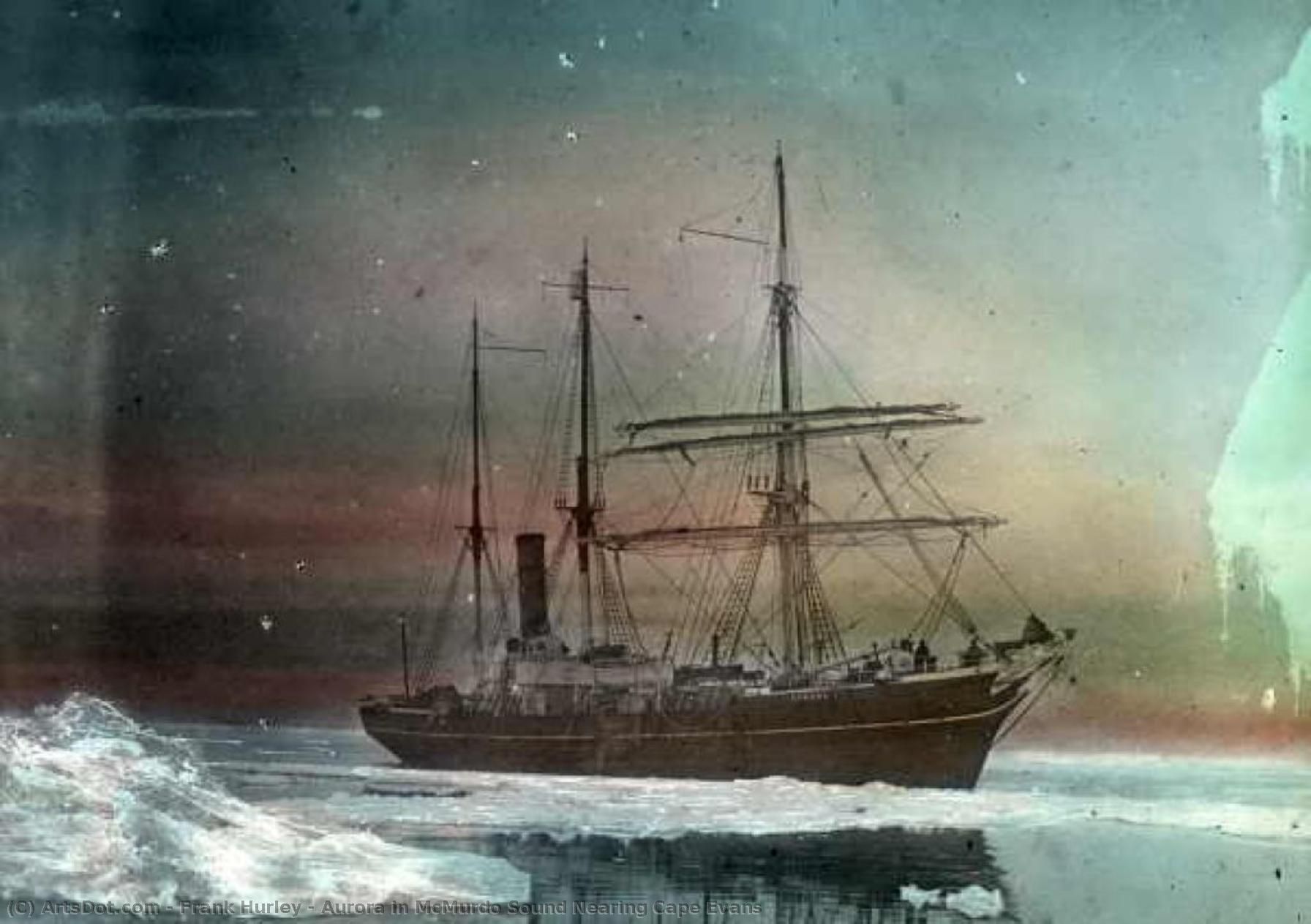 Aurora In Mcmurdo Sound Nearing Cape Evans — Frank Hurley