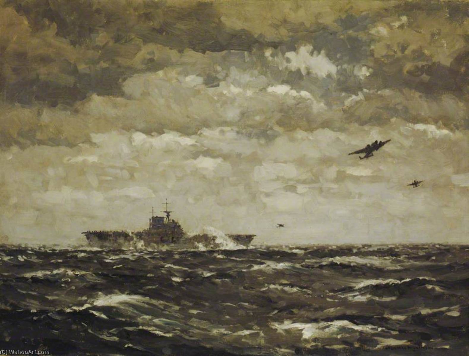 Mitchells Taking Off From Us Carrier 'hornet', 18 April 1942 — Norman Vilkinson