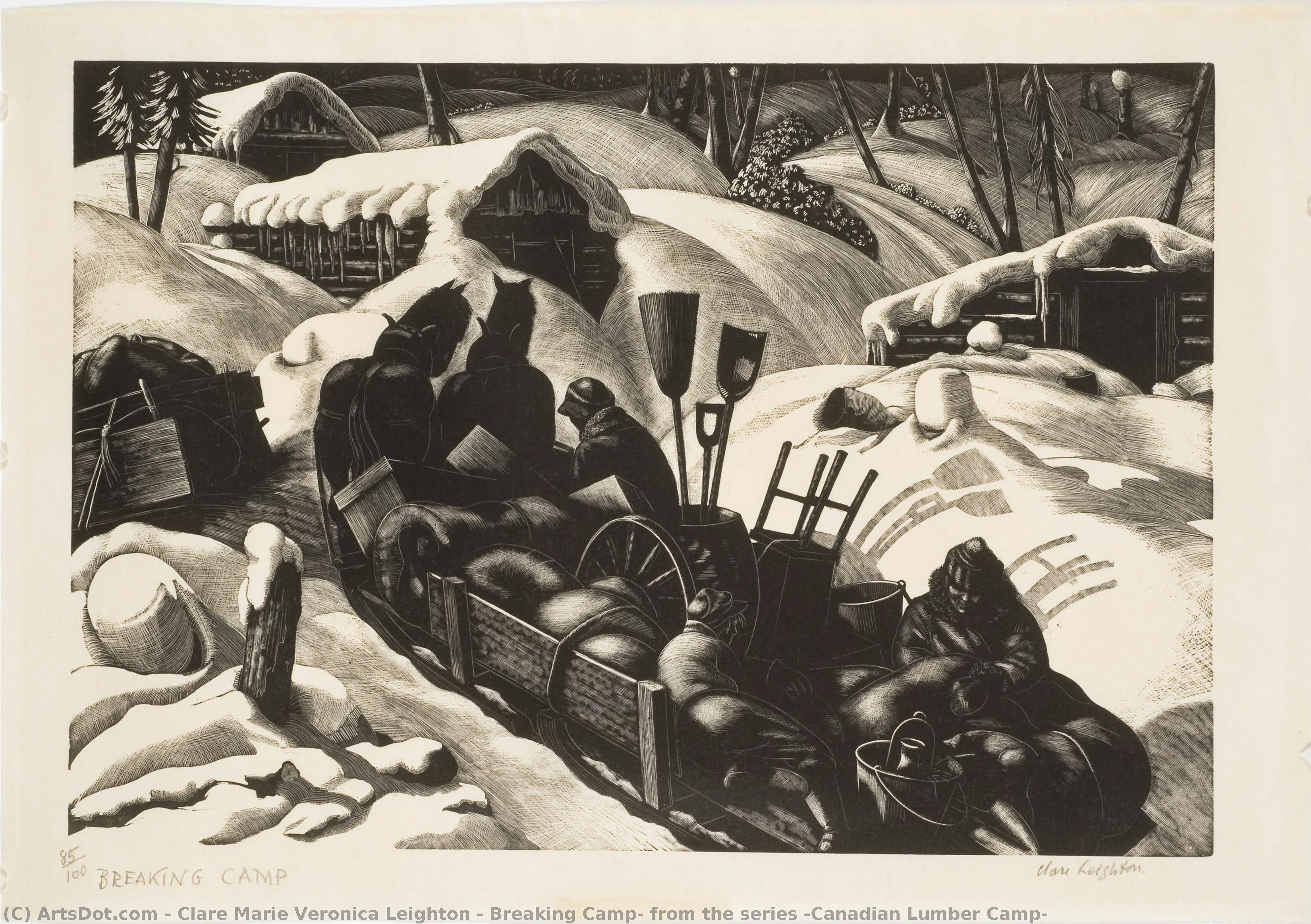 Breaking Camp, From The Series “canadian Lumber Camp” — Clare Leighton