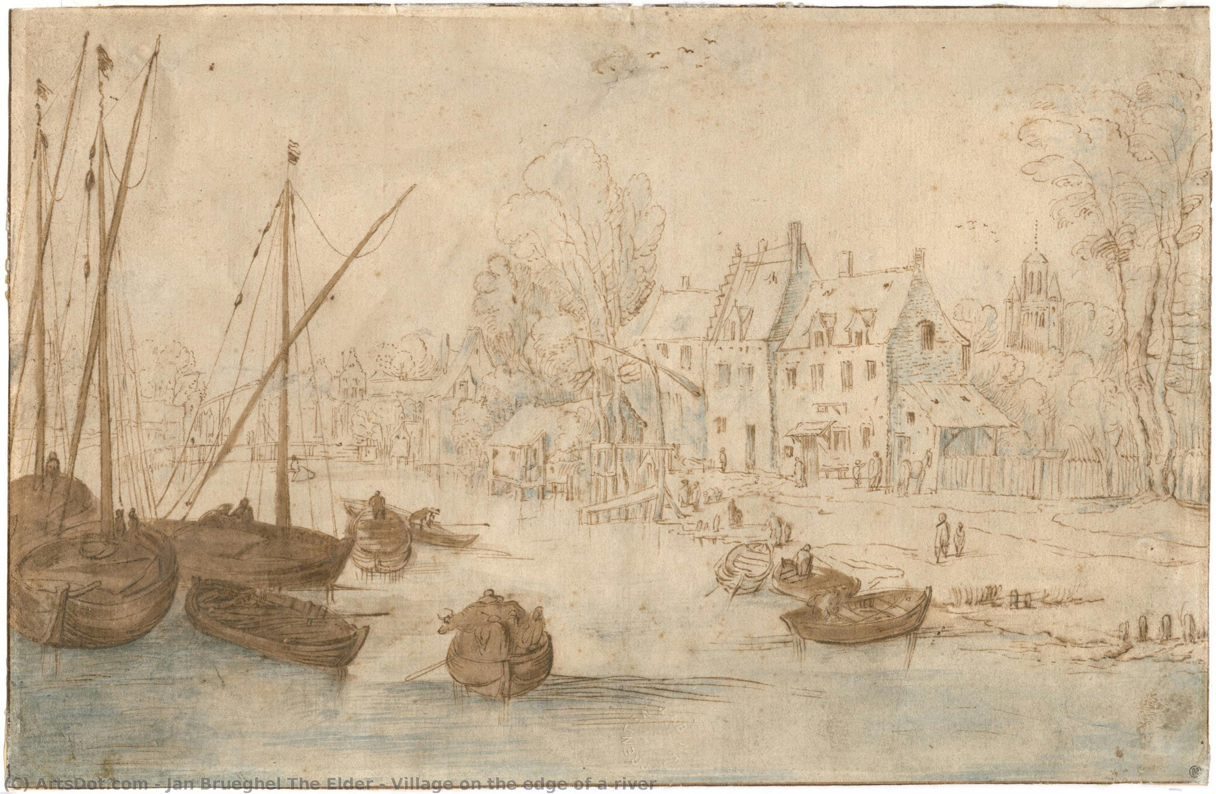 Village On The Edge Of A River — Jan Brueghel The Elder