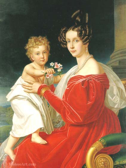 Princess Sophie Of Bavaria (sophie Fürstin Von Bayern), With Her Child Son, Franz Joseph, Later Emperor Of Austria — Joseph Karl Stieler