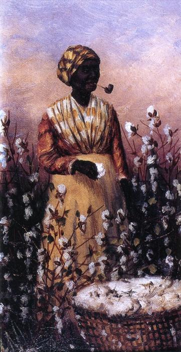 Negro Woman Smoking Pipe And Picking Cotton — William Aiken Walker