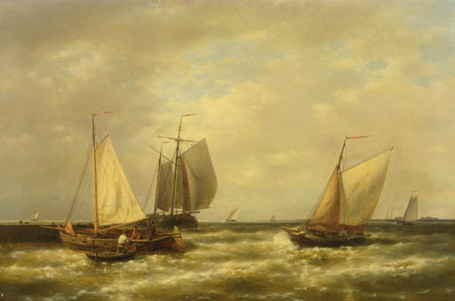 Shipping By A Jetty In A Breeze — Abraham Hulk Senior