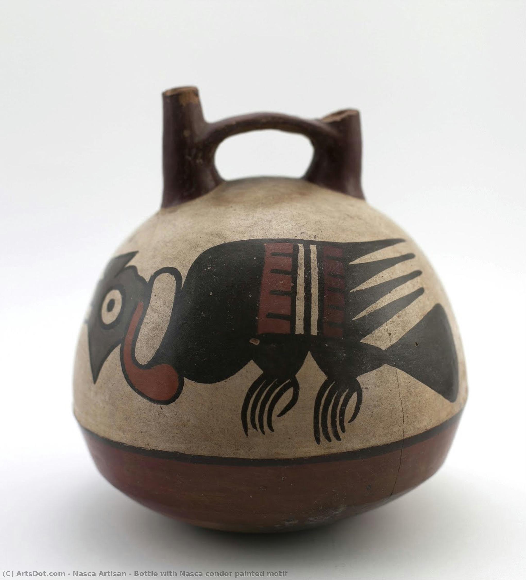 Bottle With Nasca Condor Painted Motif — Nasca Artisan