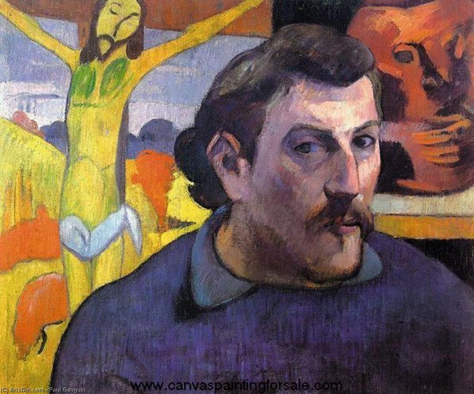 Self Portrait With 'yellow Christ' — Eugène Henri Paul Gauguin