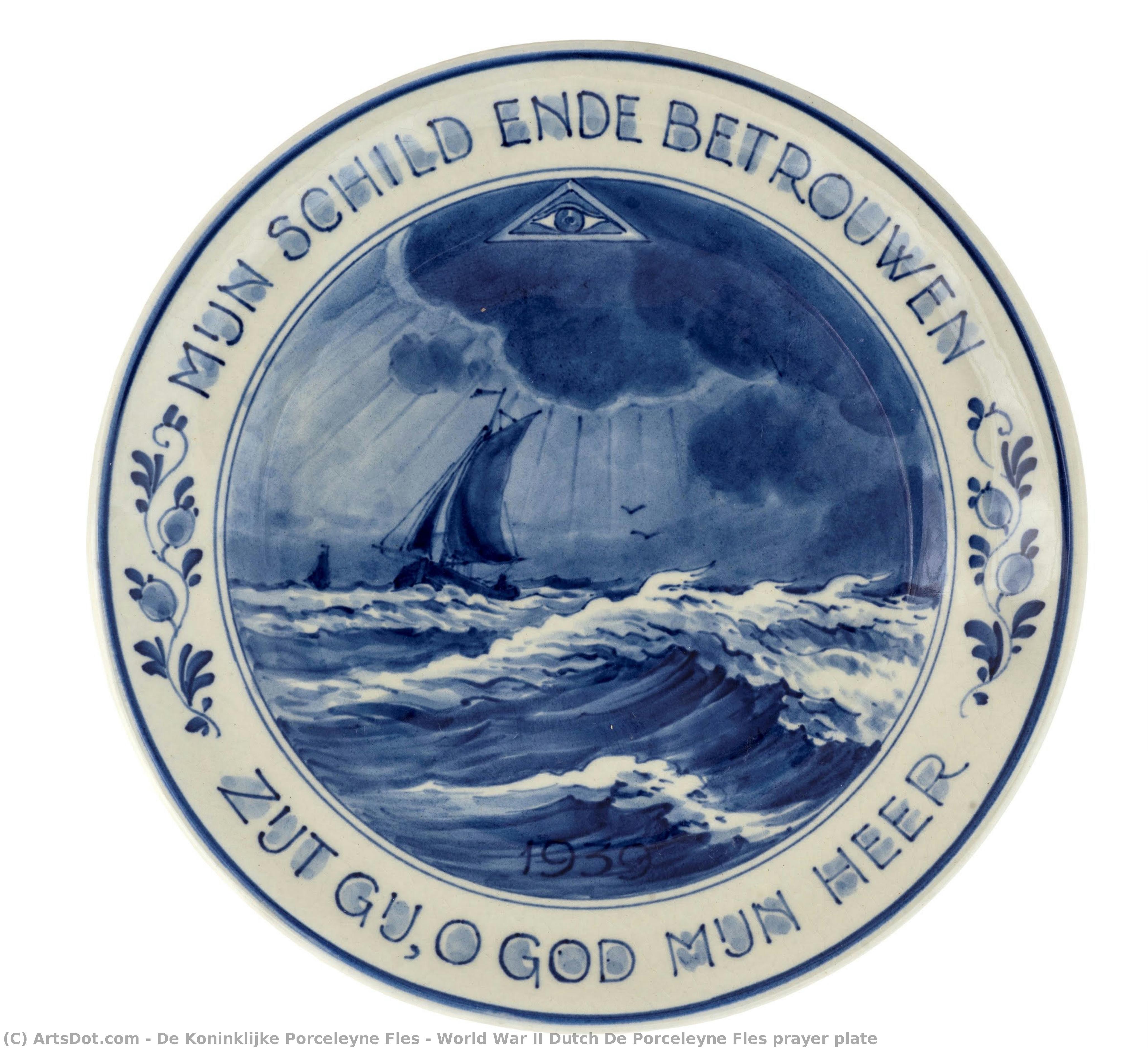 World War Ii Dutch De Porceleyne Fles Prayer Plate — De Koninklijke Porceleyne Fles