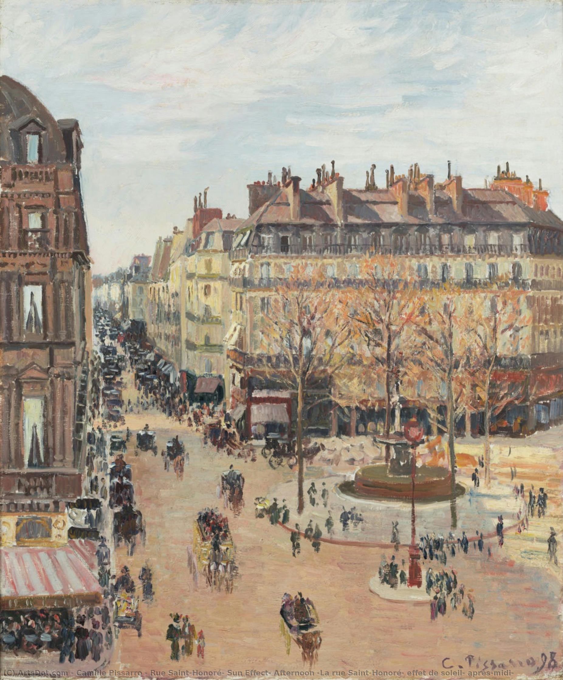 Rue Saint-honoré, Sonnenwirkung, Nachmittag — Camille Pissarro