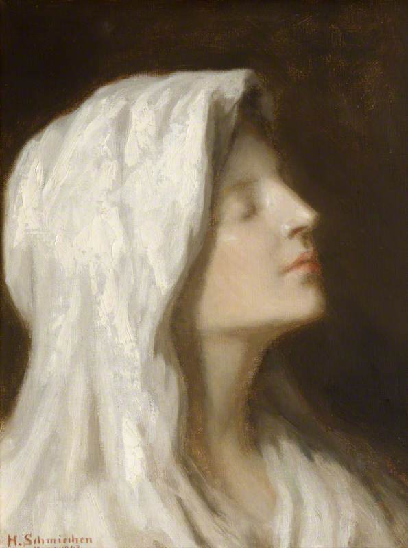 Head Of A Girl In A White Headdress — Hermann Schmiechen