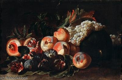 A Still Life With Peaches, Grapes — Jacob Van Der (giacomo Da Castello) Kerckhoven