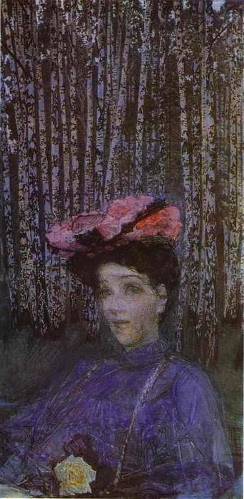 Portrait Of N. Zabela-vrubel On The Edge Of A Birch Grove — Mikhail Vrubel