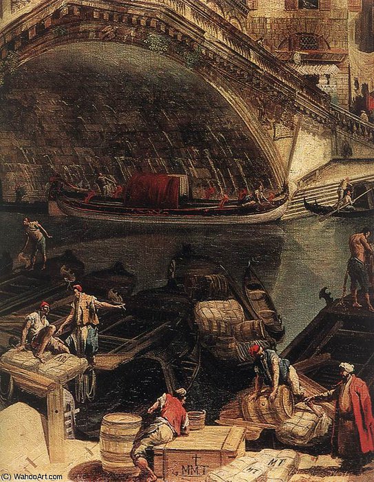 The Rialto Bridge In Venice (detail) — Michele Giovanni Marieschi
