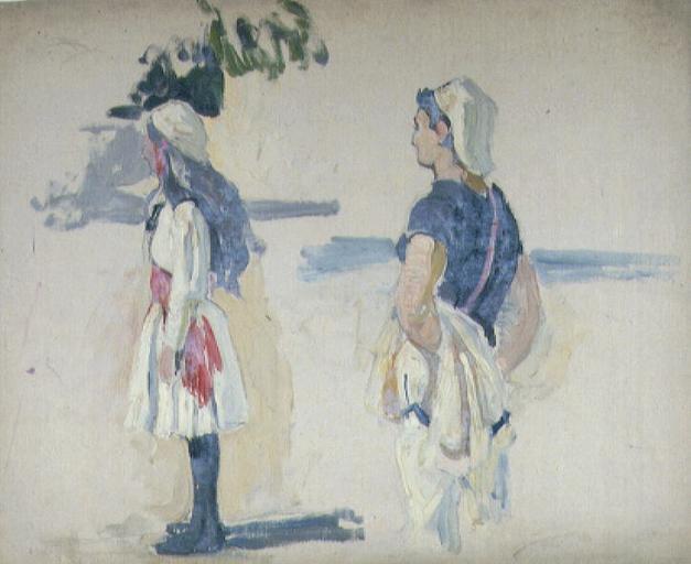 Hommage De La Jeunesse De La France A La Statue De Jules Ferry Jeunes Gens Vus De Dos, Et De Profil, En Costume Tunisien — William Laparra