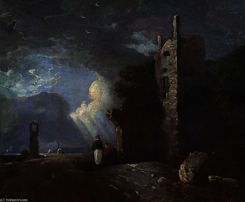 Two Figures By A Ruined Tower — Richard Wilson
