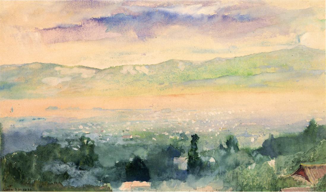 Sunrise In Fog Over Kyoto — John La Farge