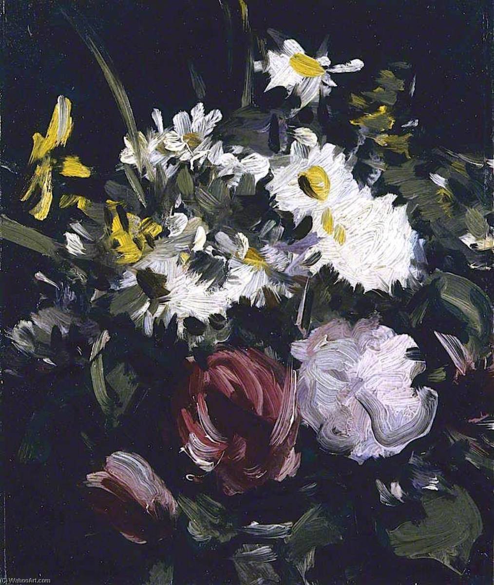 Flowers Against A Dark Background — Samuel John Peploe